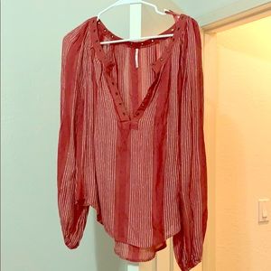 Free people red long sleeve shirt